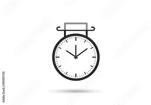 Classic style hanging clock vector illustration, a timeless symbol for business establishments and precise timekeeping, perfect for various graphic design elements