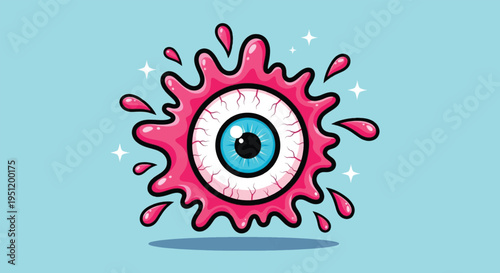 Cartoon Eyeball Splatter with Sparkles.