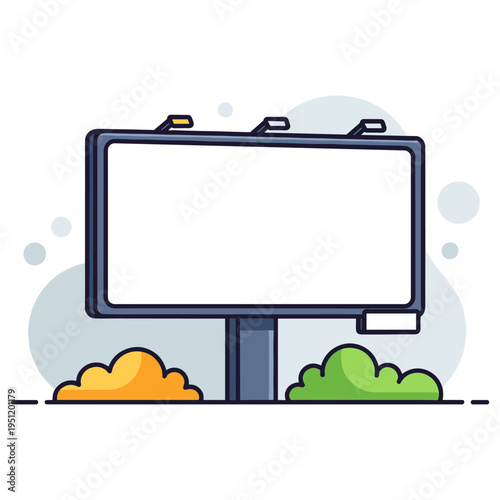 Large outdoor billboard mounted on pole beside roadside. non editable strokes