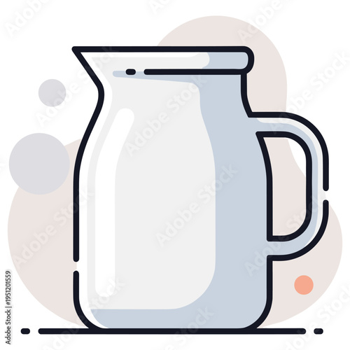 Ceramic milk jug pitcher standing on simple white background. non editable strokes