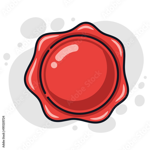 Wax seal emblem displayed on abstract white background. non editable strokes