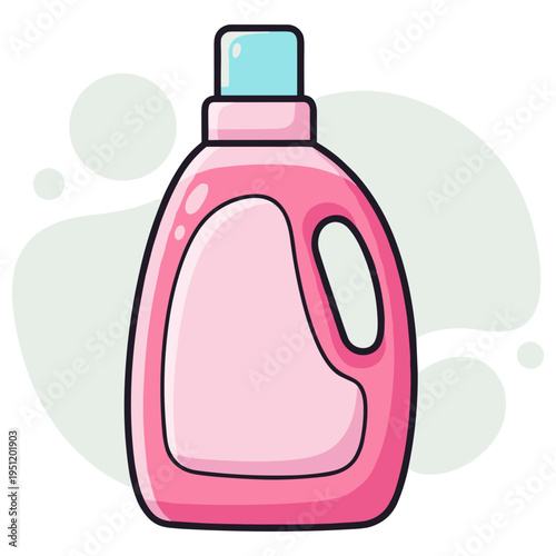 Pink detergent bottle illustrated on white background. non editable strokes