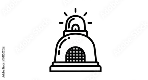Emergency siren warning light flashing alarm symbol.