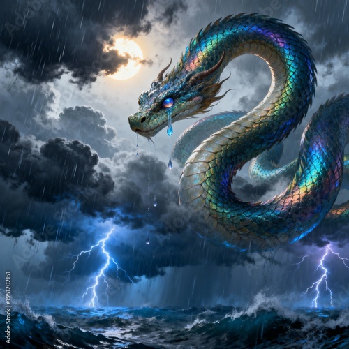 Fed by the tears of Nabale a sky serpent whose coils block the s