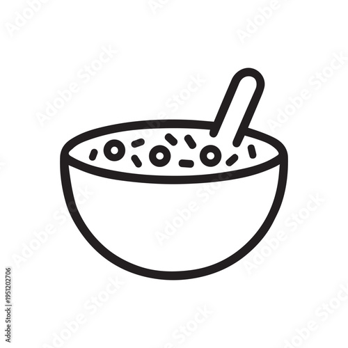 Breakfast Cereal Bowl Icon in Outline Style
