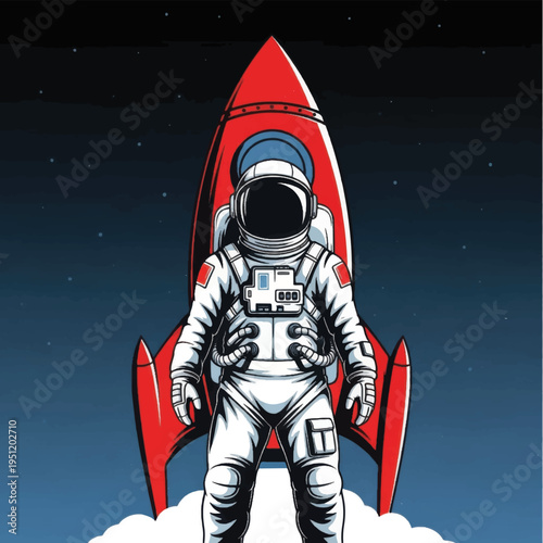 Astronaut in Space Suit with Rocket Pack.