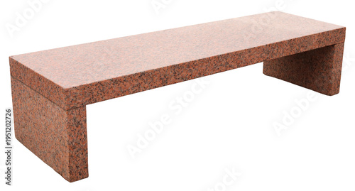 A granite bench sits alone on a transparent background. This bench can be used in various settings like gardens or homes. It has a simple and functional design for sitting