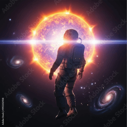 Man Standing Before a Blazing Sun.