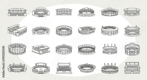 Collection of Stadium Illustrations - Diverse Architectural Designs.