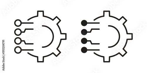 Digital technology gear icon in line design. icon for website design, mobile app, ui