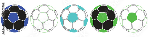 Soccer balls icon. soccer ball, football or soccer ball icon set in different styles, football simple outline ui design