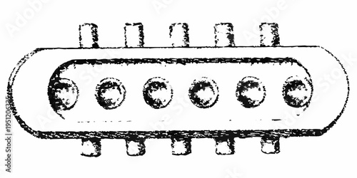 Simple sketch of a db9 serial port connector viewed from above