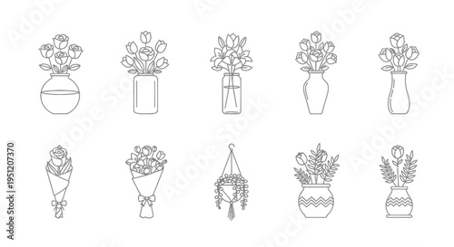 Variety of potted plants and flowers.