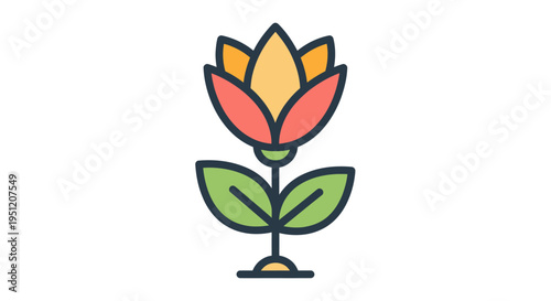 Colorful Flower with Green Leaves.