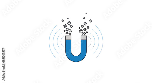 Blue Horseshoe Magnet Attracting Metal.