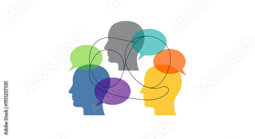 Diverse group of people thinking together.