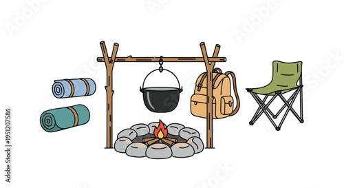 Camping gear and outdoor cooking equipment.