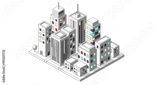 Cityscape with Modern Skyscrapers and Buildings.