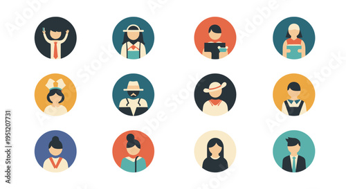 Diverse group of people icons.