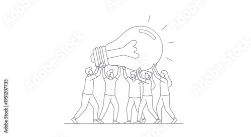 People working together with lightbulb.