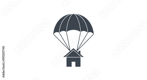 House with Parachute Descending Slowly.