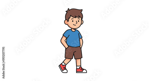 Cartoon boy wearing blue shirt.