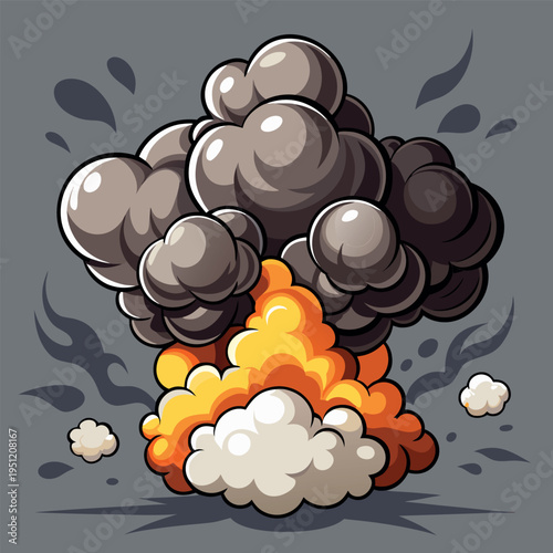 Dark smoke cartoon clouds manga style explosion vector