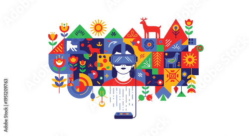 Dream city folk woman vector