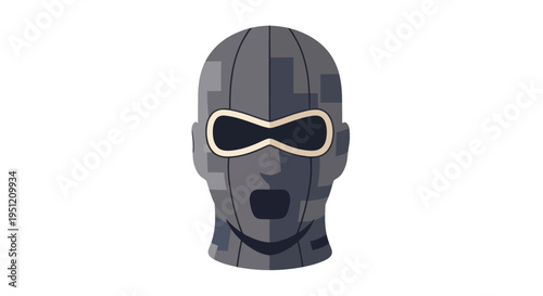 Gray ski mask with goggles on.