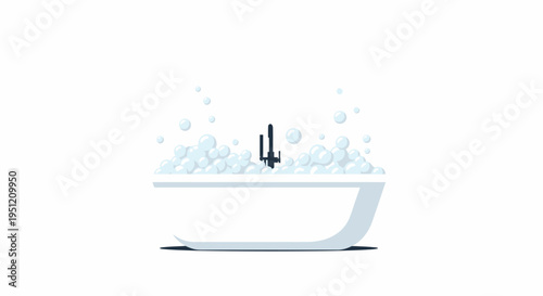 Bathtub filled with water and bubbles.