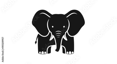 Black Elephant Silhouette Graphic Illustration.