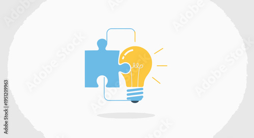 Light Bulb Puzzle Piece Idea Concept.