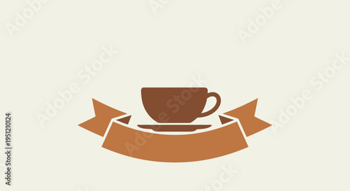 Brown Coffee Cup and Saucer Icon.