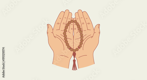 Hands holding a prayer rosary beads.