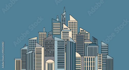 Modern City Skyscraper Buildings Architecture.