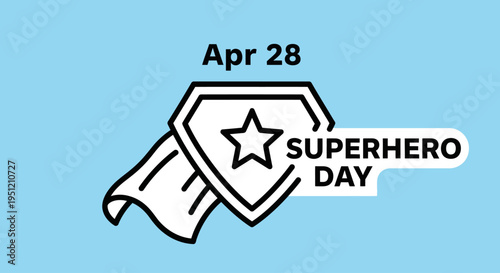 Superhero Day icon with cape and shield isolated on transparent background