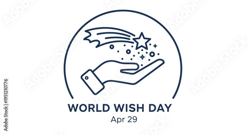 World Wish Day icon with hand and star isolated on transparent background