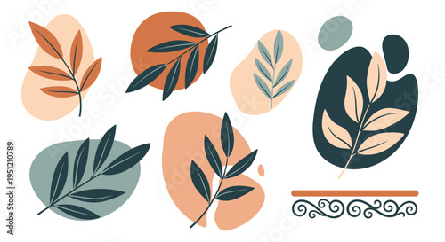 Folk leaves botanical vector