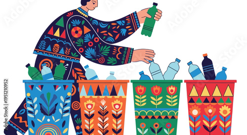 Folk recycling woman vector