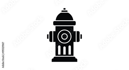 Simple black silhouette of a classic fire hydrant on a white background
