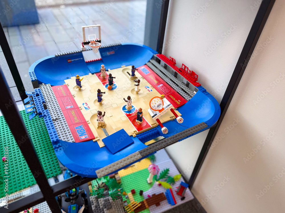 Fototapeta premium Lego basketball arena with minifigures