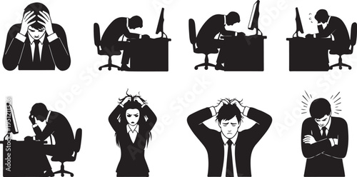 Business People Experiencing Stress and Frustration at Work Places