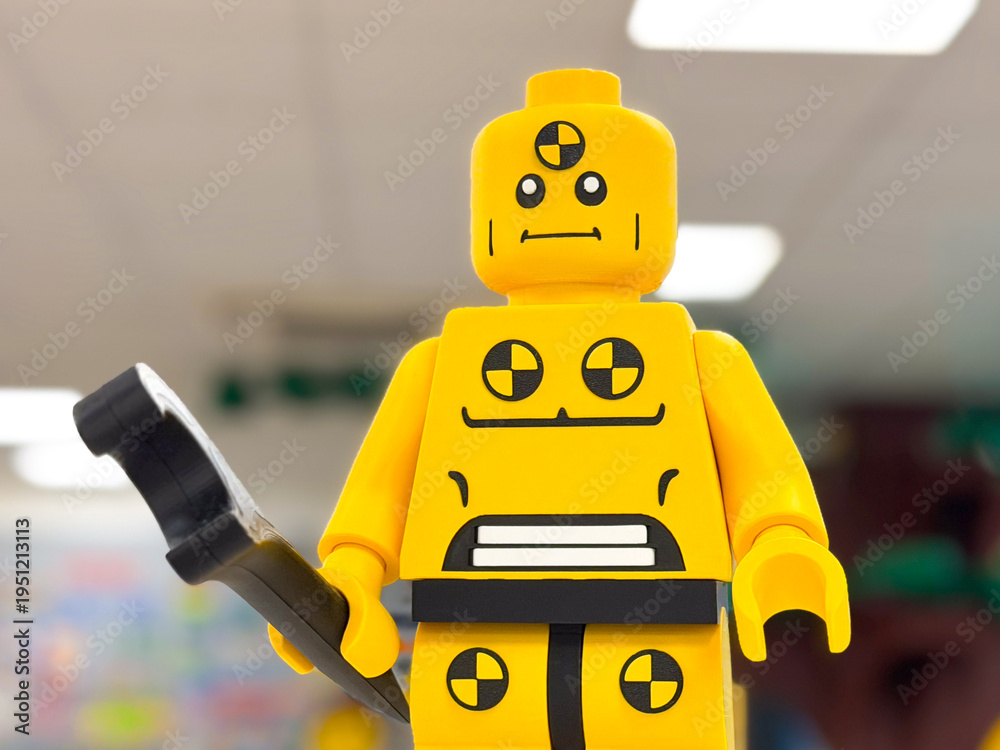 Fototapeta premium Yellow crash-test dummy lego minifigure