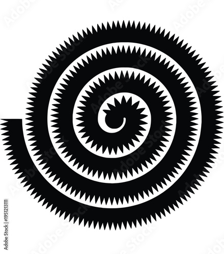 Geometric spiral design with an arrow indicating rotation direction isolated on white background, Vector, illustration