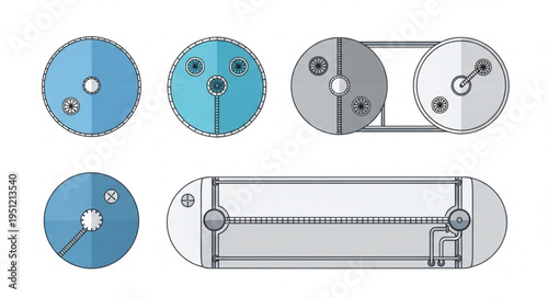 Illustration of a simple robot design with circular and rectangular components.