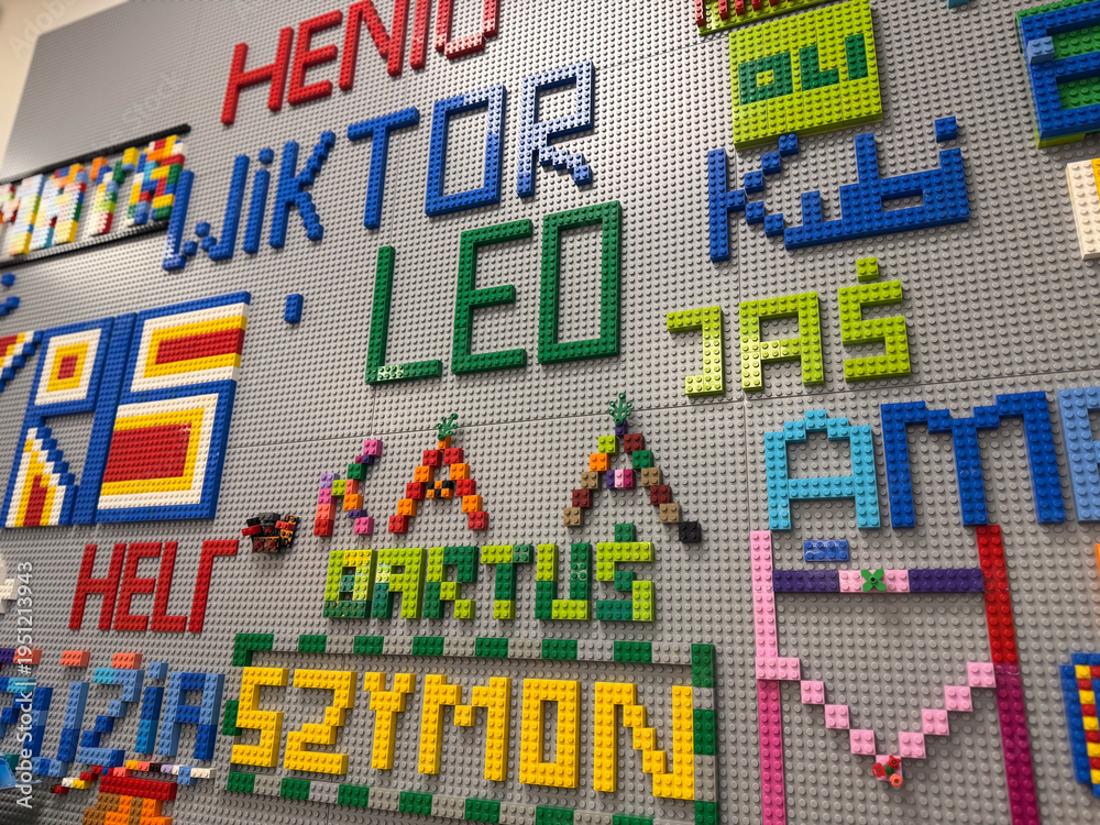 Fototapeta premium Colorful lego name wall