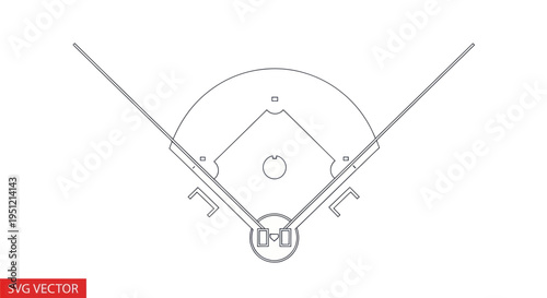 Baseball Field Diagram Outline Vector Graphic