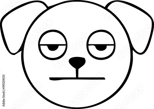 Sleepy tired dog face emoji icon