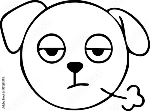 Sighing bored dog face emoji character