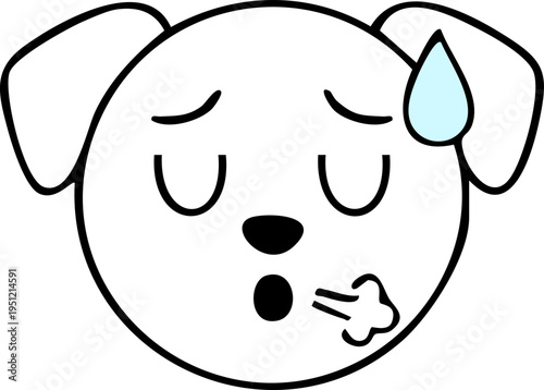 Nervous sweating dog face emoji character